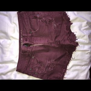 American Eagle Maroon High waisted shorts